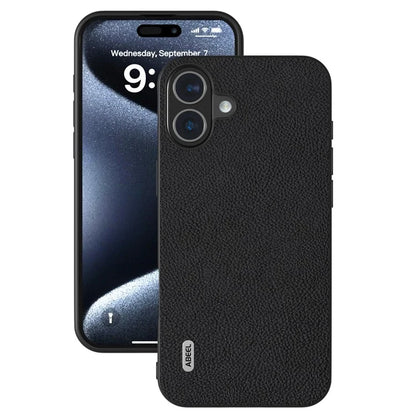 ABEEL For iPhone 16 Cases Genuine Cow Leather+PC+TPU Phone Cover