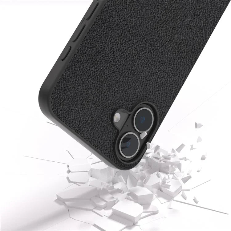 ABEEL For iPhone 16 Cases Genuine Cow Leather+PC+TPU Phone Cover