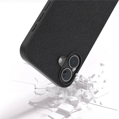 ABEEL For iPhone 16 Cases Genuine Cow Leather+PC+TPU Phone Cover