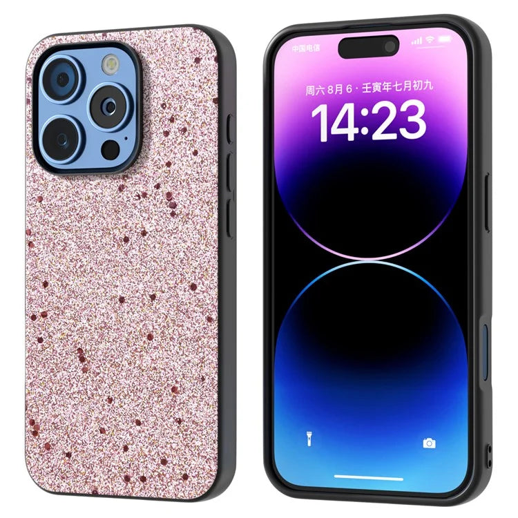 For iPhone 16 Pro Case Glitter Design PU+PC+TPU Protective Phone Cover