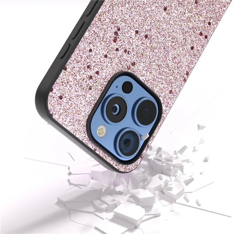 For iPhone 16 Pro Case Glitter Design PU+PC+TPU Protective Phone Cover