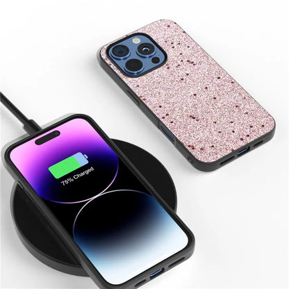 For iPhone 16 Pro Case Glitter Design PU+PC+TPU Protective Phone Cover