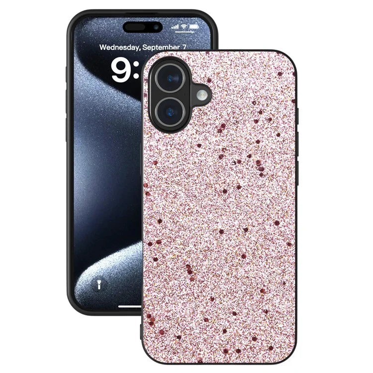 For iPhone 16 Plus Case Glitter Design PU+PC+TPU Protective Phone Cover