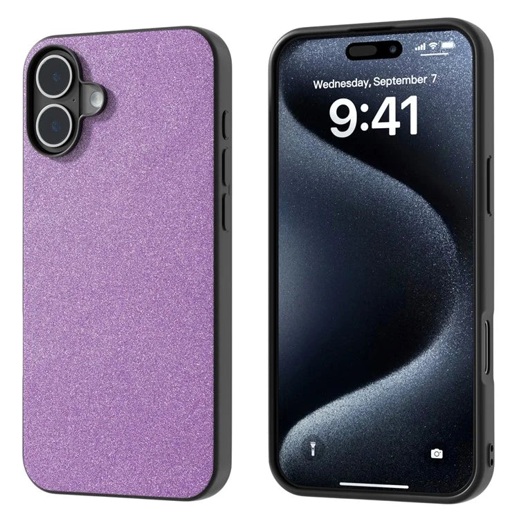 For iPhone 16 Plus Case Glitter Design PU+PC+TPU Protective Phone Cover