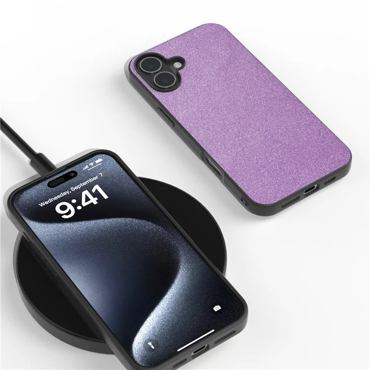 For iPhone 16 Case Glitter Design PU+PC+TPU Protective Phone Cover