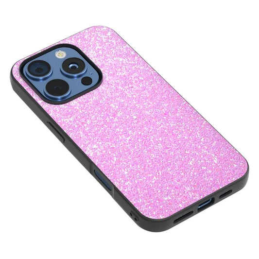 For iPhone 16 Pro Max Case Glitter PU Covered PC+TPU Phone Shell