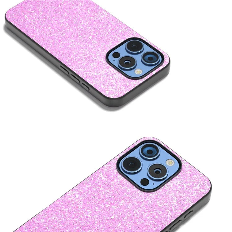 For iPhone 16 Pro Max Case Glitter PU Covered PC+TPU Phone Shell