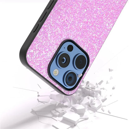 For iPhone 16 Pro Max Case Glitter PU Covered PC+TPU Phone Shell