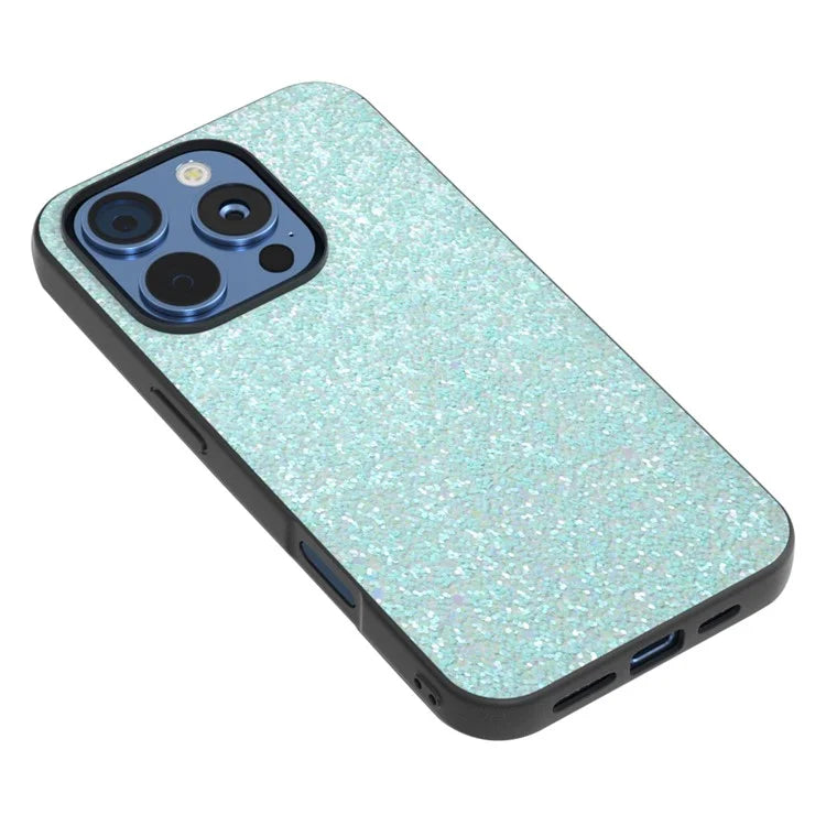 For iPhone 16 Pro Max Case Glitter PU Covered PC+TPU Phone Shell