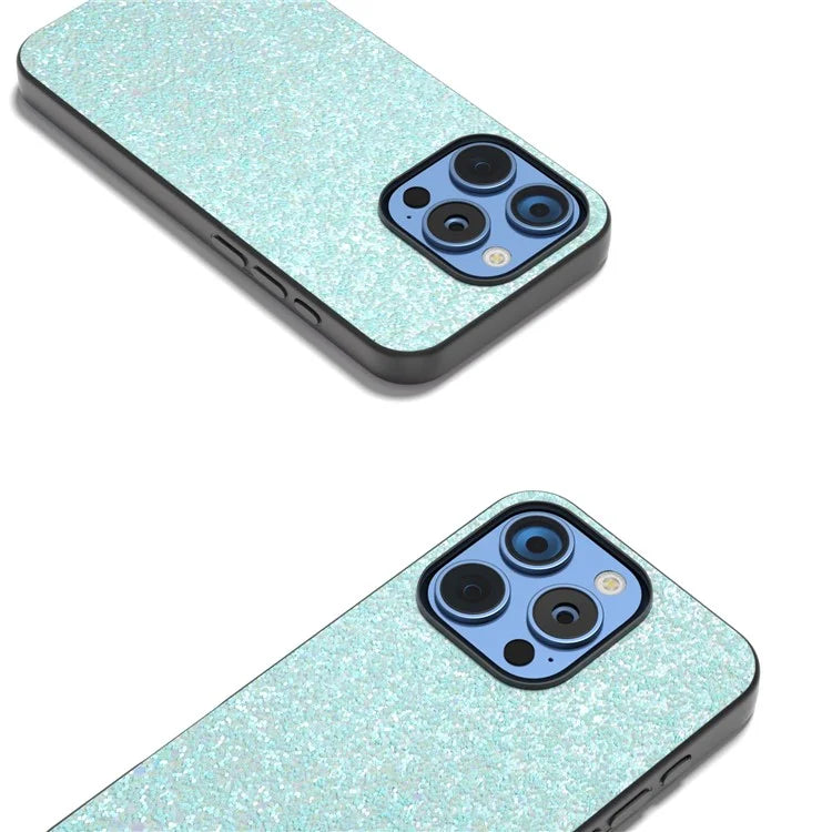 For iPhone 16 Pro Max Case Glitter PU Covered PC+TPU Phone Shell