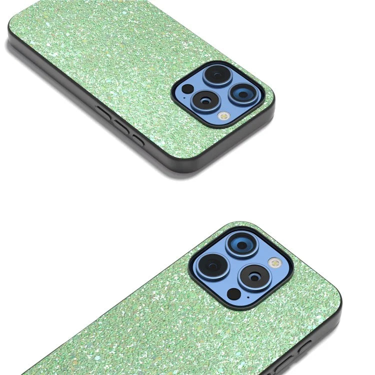 For iPhone 16 Pro Max Case Glitter PU Covered PC+TPU Phone Shell