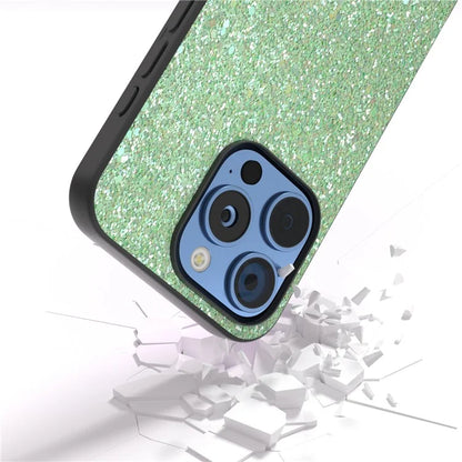 For iPhone 16 Pro Max Case Glitter PU Covered PC+TPU Phone Shell