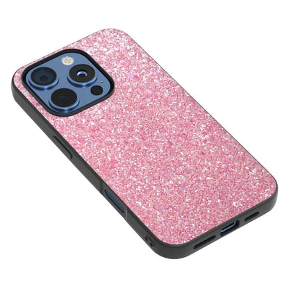 For iPhone 16 Pro Max Case Glitter PU Covered PC+TPU Phone Shell
