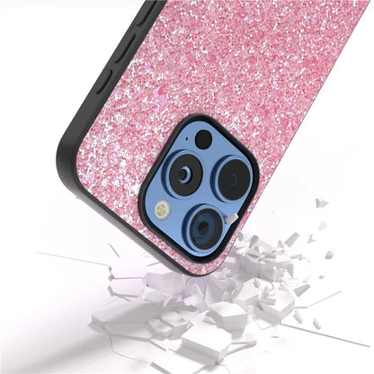 For iPhone 16 Pro Max Case Glitter PU Covered PC+TPU Phone Shell