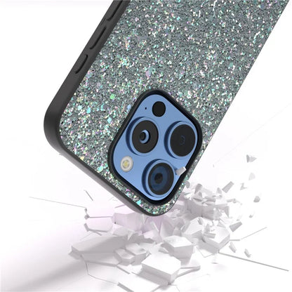 For iPhone 16 Pro Max Case Glitter PU Covered PC+TPU Phone Shell