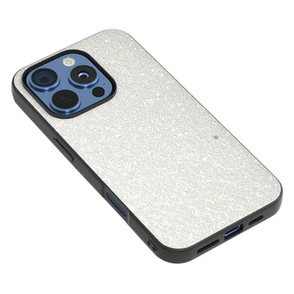 For iPhone 16 Pro Max Case Glitter PU Covered PC+TPU Phone Shell