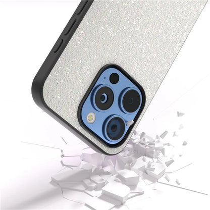 For iPhone 16 Pro Max Case Glitter PU Covered PC+TPU Phone Shell