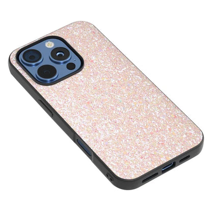 For iPhone 16 Pro Max Case Glitter PU Covered PC+TPU Phone Shell