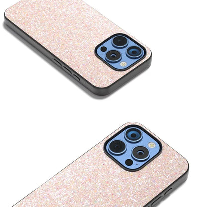 For iPhone 16 Pro Max Case Glitter PU Covered PC+TPU Phone Shell