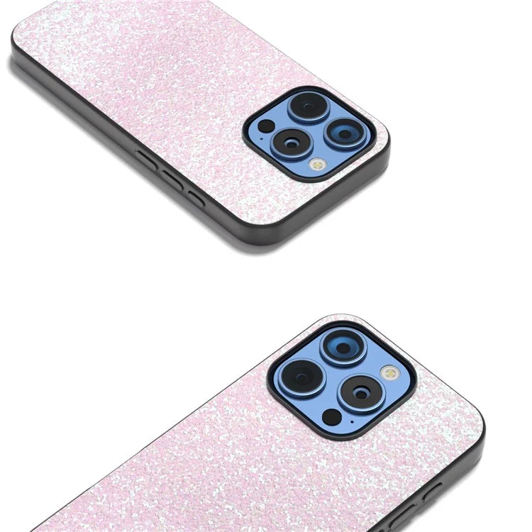 For iPhone 16 Pro Max Case Glitter PU Covered PC+TPU Phone Shell