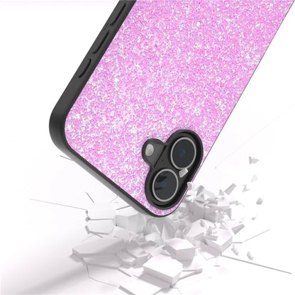For iPhone 16 Plus Case Glitter PU Covered PC+TPU Phone Shell