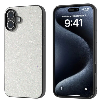For iPhone 16 Plus Case Glitter PU Covered PC+TPU Phone Shell
