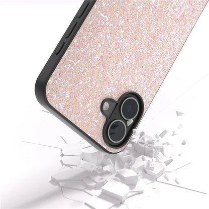 For iPhone 16 Plus Case Glitter PU Covered PC+TPU Phone Shell