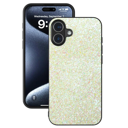 For iPhone 16 Plus Case Glitter PU Covered PC+TPU Phone Shell