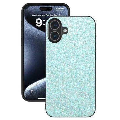 For iPhone 16 Case Glitter PU Covered PC+TPU Phone Shell