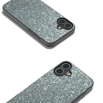 For iPhone 16 Case Glitter PU Covered PC+TPU Phone Shell