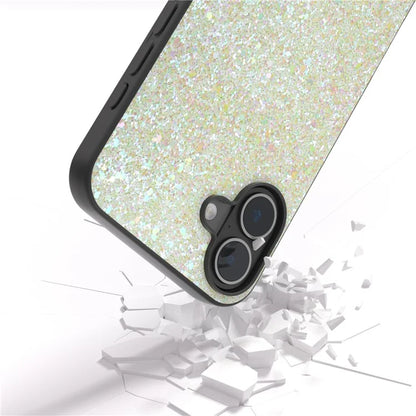 For iPhone 16 Case Glitter PU Covered PC+TPU Phone Shell