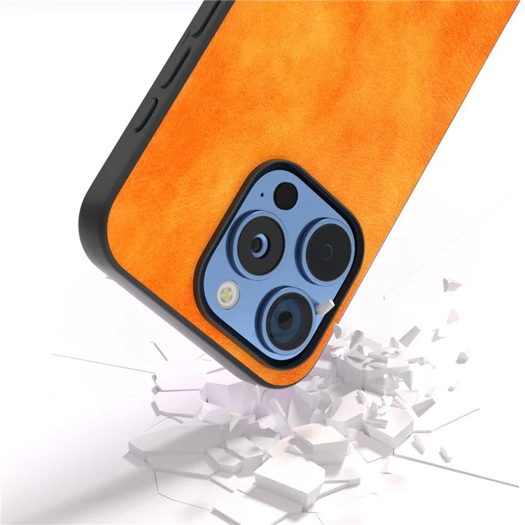 For iPhone 16 Pro Max Case Litchi Texture PU Leather+PC+TPU Phone Cover Black Edge