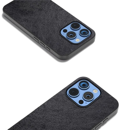 For iPhone 16 Pro Max Case Litchi Texture PU Leather+PC+TPU Phone Cover Black Edge