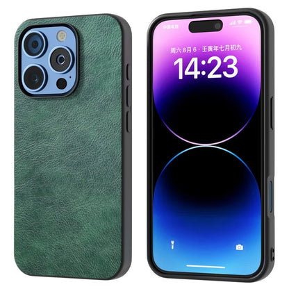 For iPhone 16 Pro Max Case Litchi Texture PU Leather+PC+TPU Phone Cover Black Edge