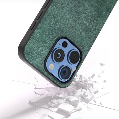 For iPhone 16 Pro Max Case Litchi Texture PU Leather+PC+TPU Phone Cover Black Edge