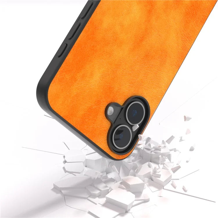 For iPhone 16 Plus Case Litchi Texture PU Leather+PC+TPU Phone Cover Black Edge