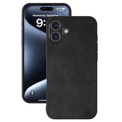 For iPhone 16 Plus Case Cowhide Texture PU+TPU+PC Protective Phone Cover