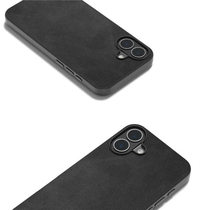 For iPhone 16 Plus Case Cowhide Texture PU+TPU+PC Protective Phone Cover