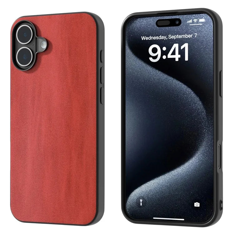 For iPhone 16 Plus Case Cowhide Texture PU+TPU+PC Protective Phone Cover