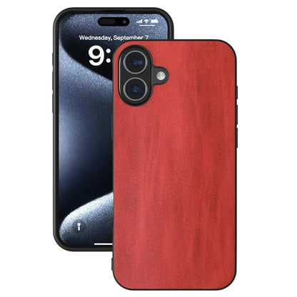 For iPhone 16 Plus Case Cowhide Texture PU+TPU+PC Protective Phone Cover