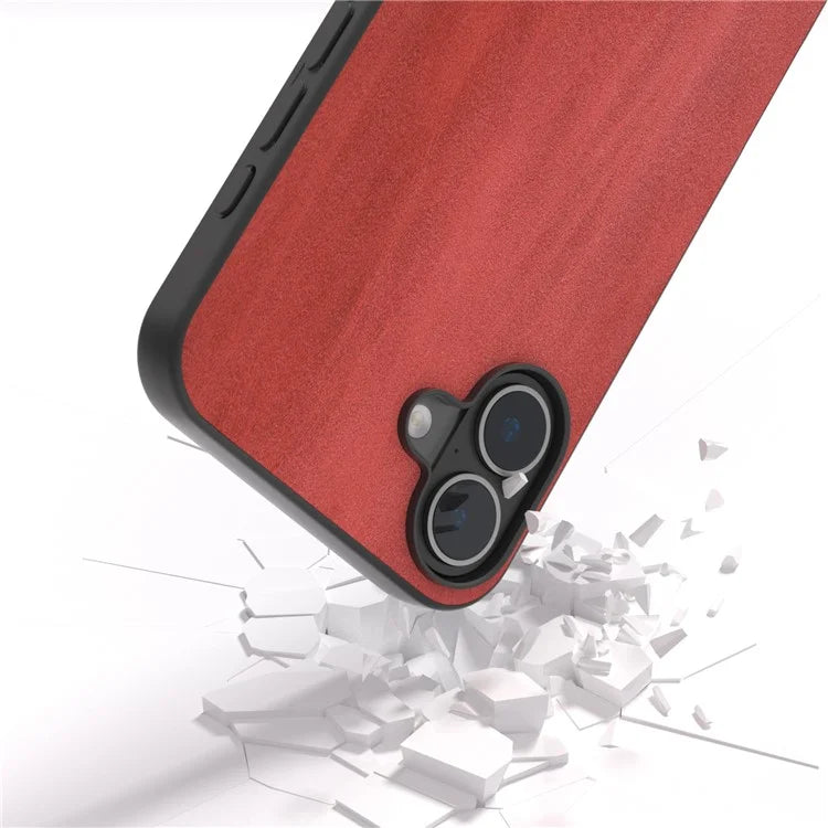 For iPhone 16 Plus Case Cowhide Texture PU+TPU+PC Protective Phone Cover