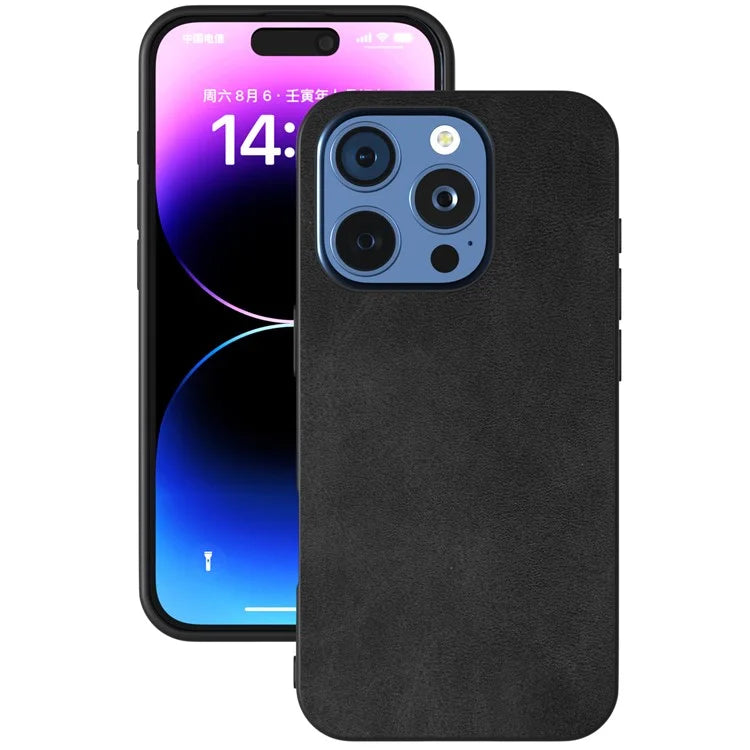 For iPhone 16 Pro Max Case Cowhide Texture PU+TPU+PC Protective Phone Cover