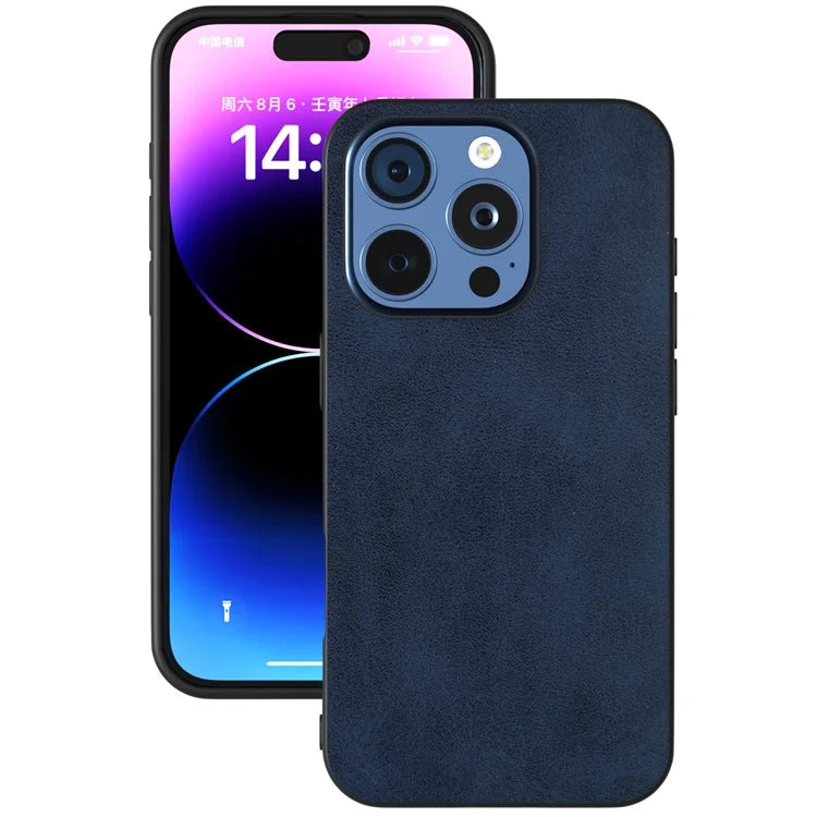For iPhone 16 Pro Max Case Cowhide Texture PU+TPU+PC Protective Phone Cover
