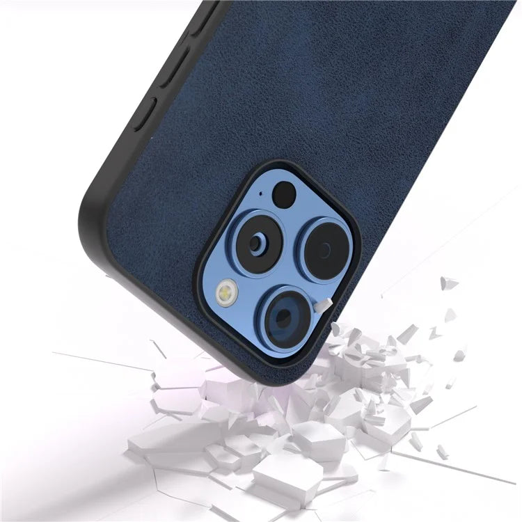 For iPhone 16 Pro Max Case Cowhide Texture PU+TPU+PC Protective Phone Cover
