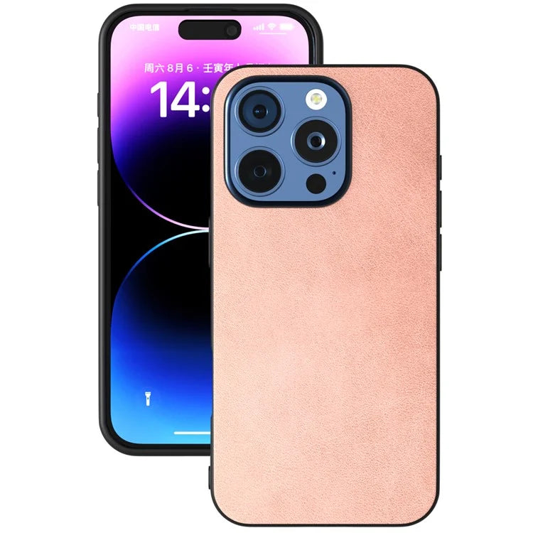 For iPhone 16 Pro Max Case Cowhide Texture PU+TPU+PC Protective Phone Cover