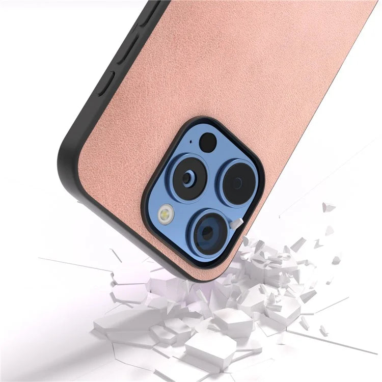 For iPhone 16 Pro Max Case Cowhide Texture PU+TPU+PC Protective Phone Cover