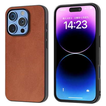 For iPhone 16 Pro Max Case Cowhide Texture PU+TPU+PC Protective Phone Cover