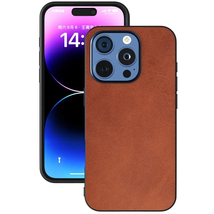 For iPhone 16 Pro Max Case Cowhide Texture PU+TPU+PC Protective Phone Cover