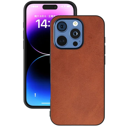 For iPhone 16 Pro Max Case Cowhide Texture PU+TPU+PC Protective Phone Cover