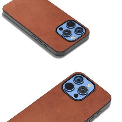 For iPhone 16 Pro Max Case Cowhide Texture PU+TPU+PC Protective Phone Cover
